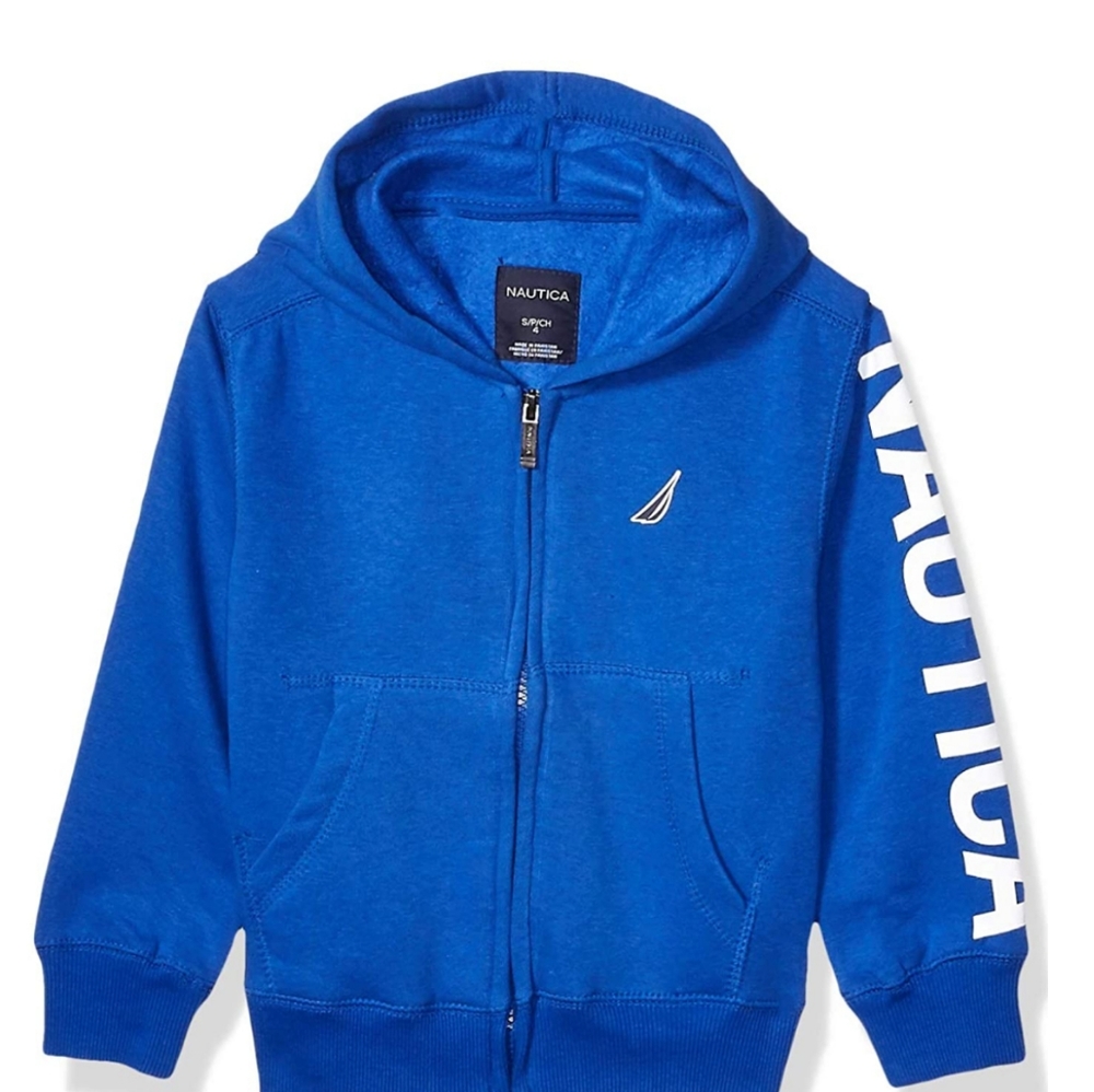 Nautica Boy's Cobalt Hoodie Logo On Sleeve Size S